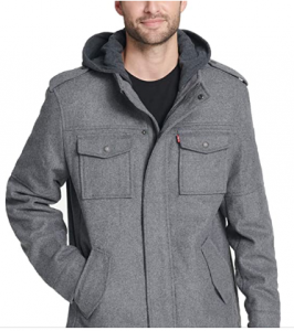 Levi's Men's Wool Blend Military Jacket with Hood